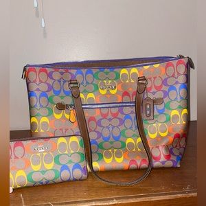 Coach pride rainbow purse with wallet set
